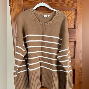 GAP Brown & White Striped Knit Sweater, XL